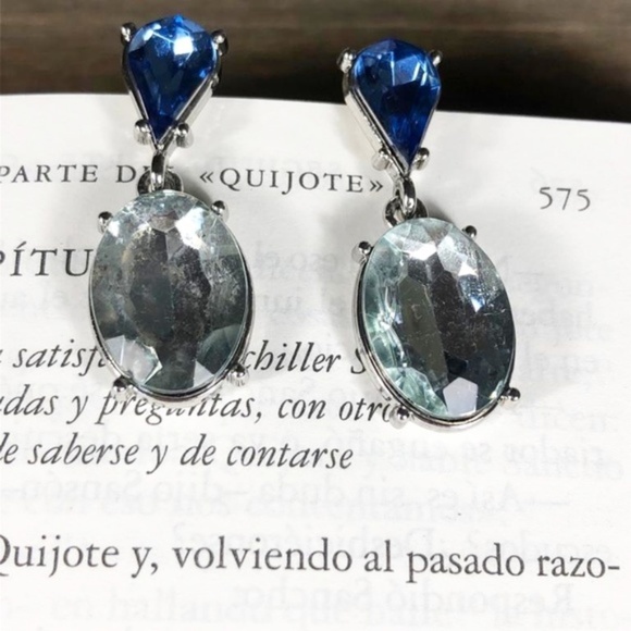 Alquimia Jewelry - DROP JEWELED TOPAZ BLUE STATEMENT EARRINGS